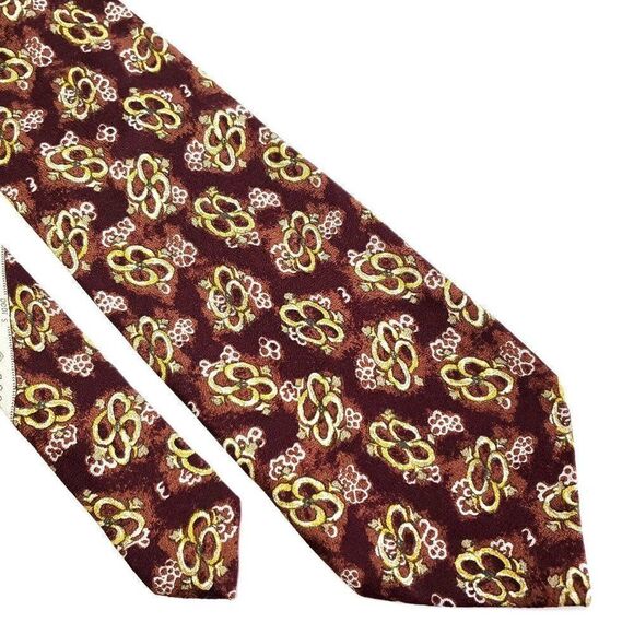 Joseph Abboud Print‎ Floral Red Wide Silk Tie - Picture 1 of 7